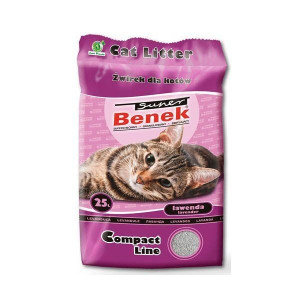 Super Benek Compact Lawenda 25L - Żwirek Bentonitowy dla Wszystkich Kotów