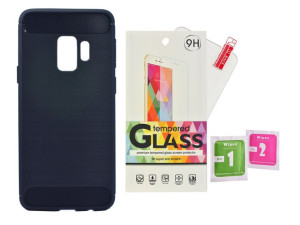 Etui Carbon Case Samsung S9 Granat + szkło 9h