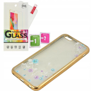 ETUI GUMA Flower Kwiaty IPHONE 6 6s + SZKŁO 9H