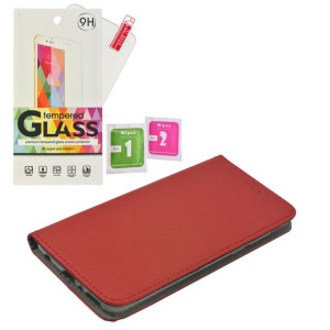 ETUI kabura Magnet Huawei Y9 2018 czerwony szkło