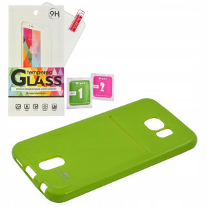 Etui Guma Case Roar Card Samsung S6 limonka szkło