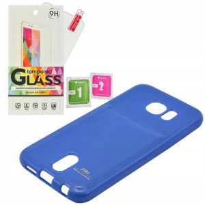 Etui Guma Case Roar Card Samsung S6 niebieski szkł