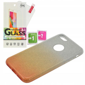 Etui Case Shinning Apple Iphone 7 / 8 złoty Szkło