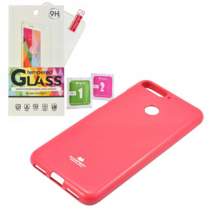 Etui Jelly Mercury HUAWEI Y6 2018 Prime róż szkło
