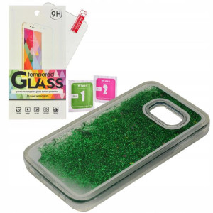 Etui Case Ruchome Brokat Samsung S7 zielony + szkł