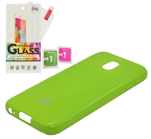 Etui Jelly Mercury limonka Samsung J3 2017 szkło