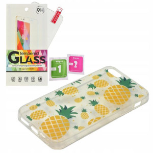 ETUI GUMA Ananas Summer IPHONE 5 5S 5SE + SZKŁO 9H