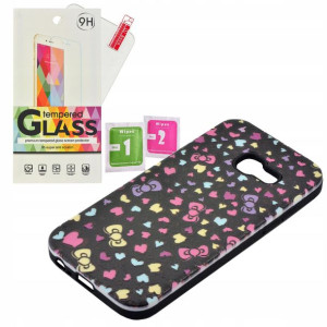 Etui Print Hearts czarny do Samsung A3 2017 szkło
