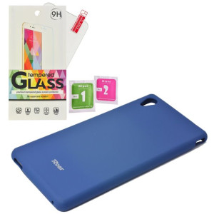 Etui Guma Case Jelly Roar Sony M4 + szkło Granat