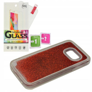 Etui Case Ruchome Brokat Samsung S7 czerwony + szk