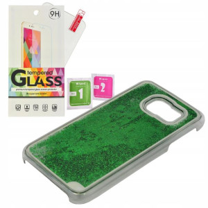 Etui Case Ruchome Brokat Samsung S6 zielony + szkł