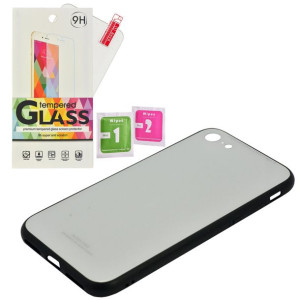 Etui Plecki Case Szklane Iphone 7 8 + szkło biały
