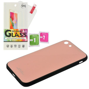 Etui Plecki Case Szklane Iphone 7 8 + szkło różow