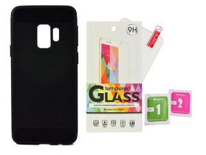 Etui Carbon Case Samsung S9 Czarny + szkło 9h