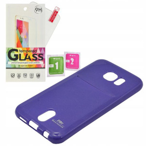Etui Guma Case Roar Card Samsung S6 fiolet szkło