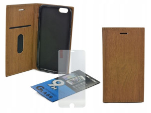 Etui Kabura Wood Book Do Iphone 6/6s Szkło Brąz