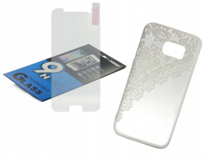 Etui Case Pokrowiec Koronka do Samsung S7 + szkło