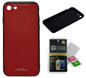 Etui Plecki Case Szklane do Iphone 7 8 szkło czerw