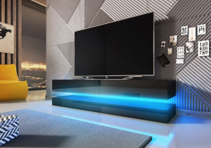 Szafka Rtv Nowoczesna Fly 140 Czarny Połysk Led