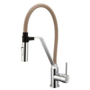 Invena Terra bateria kuchenna z elastyczną wylewką chrom/beż BZ-54-L03