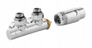 Invena Duoplex Twins zawór do grzejnika odwracalny/zestaw chrom CZ-88-015