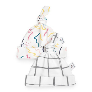 Czapka krasnal dla niemowlaka 2pack – Zig Zag/Kratka