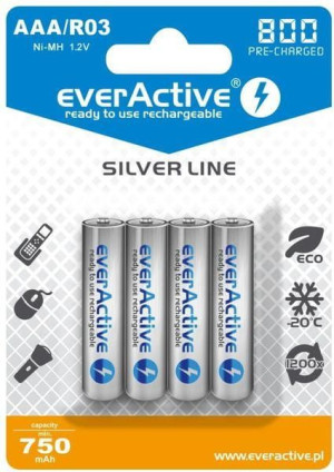 Akumulatorki AAA/R03 everActive Ni-MH 800 mAh (box 4szt)
