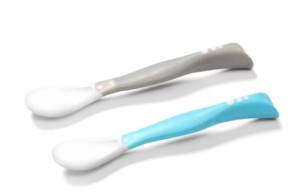 Łyżeczki plastyczne dla niemowląt 2 szt. turkusowo - szary 6m+ Baby Ono