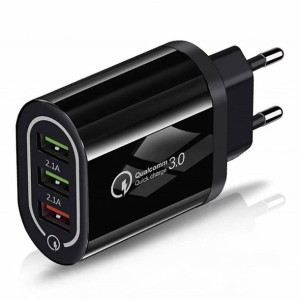 Ładowarka Sieciowa 3xUSB QC 3.0 (BK373) czarna