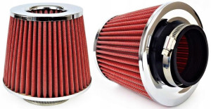 Sportowy Filtr Powietrza Stożek Chrom + 3 Adaptery