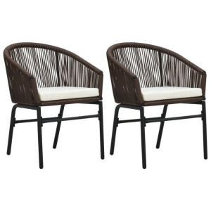 Lumarko Krzesła ogrodowe, 2 szt., brązowe, rattan PVC
