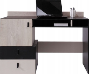 Biurko młodzieżowe 125 cm Czarny / Dąb / Beż PL9