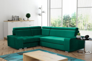 Narożnik rogówka welurowy zielony velvet 264 x 204