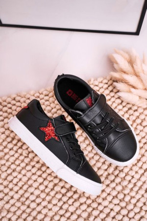 Dziecięce Skórzane Trampki Z Gwiazdą BIG STAR DD374105 Czarne