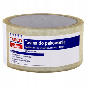 Tesco Taśma Pakowa 40m/45mm Bezbarwna