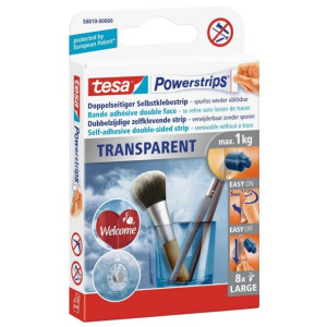 Plastry Tesa Powerstrips Przezroczyste, 8 Szt