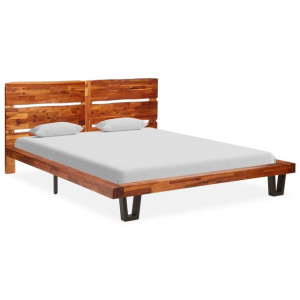 Rama łóżka z naturalną krawędzią, lite drewno akacjowe, 160 cm
