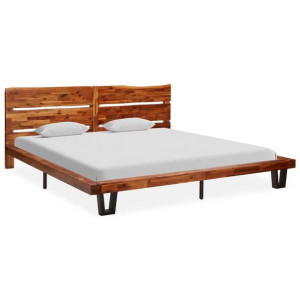 Rama łóżka z naturalną krawędzią, lite drewno akacjowe, 200 cm