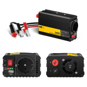 Przetwornica napięcia samochodowa do akumulatora 300/600W + Adapter do gnia