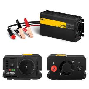 Przetwornica napięcia samochodowa do akumulatora 600W + Adapter do gniazdka