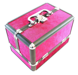 Kufer 25x17x17cm  purpurowy kosmetyczny