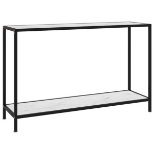 Lumarko Stolik konsolowy, biały, 120x35x75 cm, szkło hartowane
