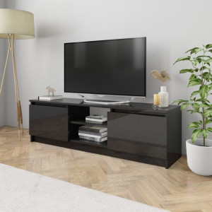 Lumarko Szafka pod TV, wysoki połysk, czarna, 120 x 30 x 35,5 cm
