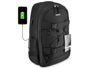 Czarny plecak z portem USB ZAGATTO Scout
