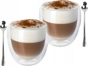Zestaw 2 Szt. Szklanka Termiczna 235 Ml Kawa Latte