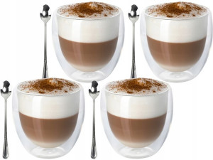 Zestaw 4 Szt. Szklanka Termiczna 235 Ml Kawa Latte