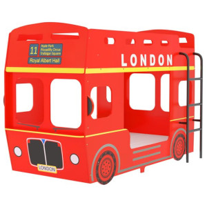 Łóżko piętrowe w kształcie autobusu z Londynu, MDF, 90x200 cm