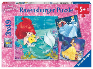 Puzzle 3x49 Wieczór Księżniczek Disney - Ravensburger