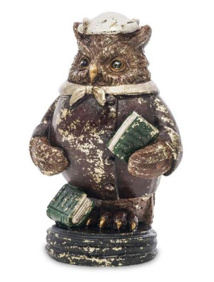 Figurka Sowa Z Książkami Wielokolorowa 10x6x5