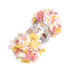 Włóczka Puffy Fine 5942 mix biało-żółto-różowy